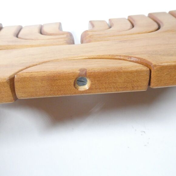 Handmade Wooden Candelabra Folding Hinged Danish Modern 10 Candle Holder - Picture 4 of 8